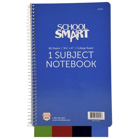 School Smart Spiral Non-Perforated 1 Subject College Ruled Notebook, 9-1/2 x 6 Inches P085260SS-5987